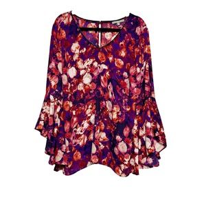 NY Collection Whimsigoth‎ Floral Top Womens Size 3X Free Spirited Boho Fairycore